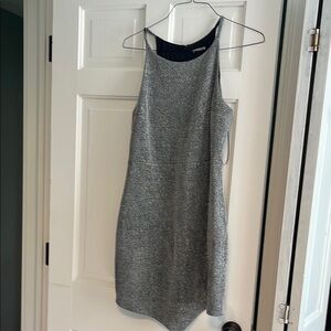 Express Asymmetrical Gray Dress with Modern Elegance